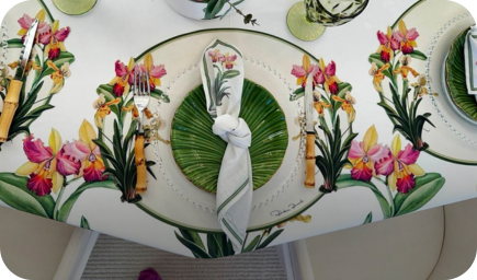 Mesa posta floral da Rebeca Duarte Home.