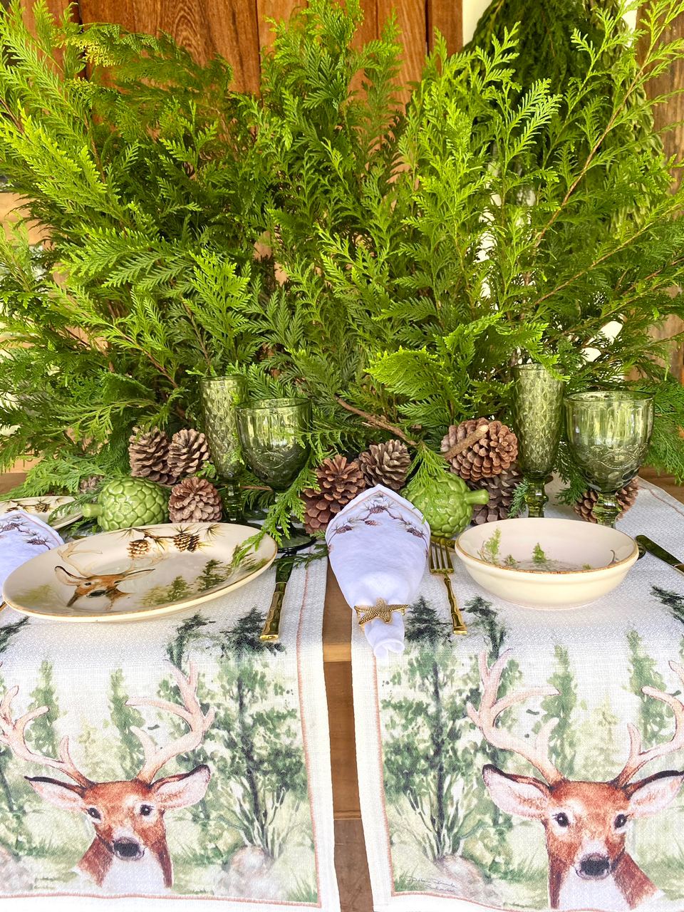 Toalha Lavabo Natal Rena com Pinheiros