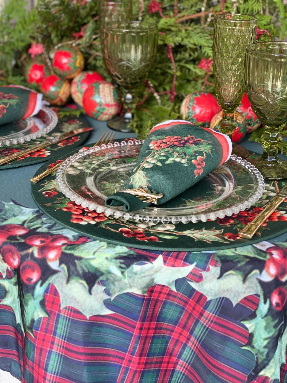 Capa de Almofada Quadrada Natal Azevinha