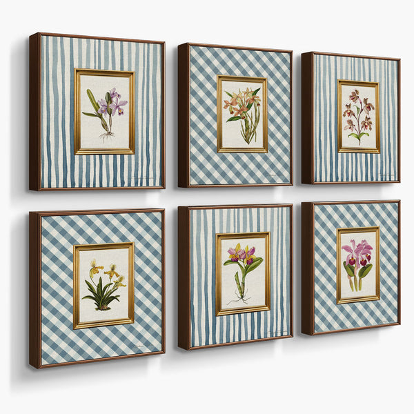 Quadro Kit - Orquídea Víntage Azul - Moldura de Madeira