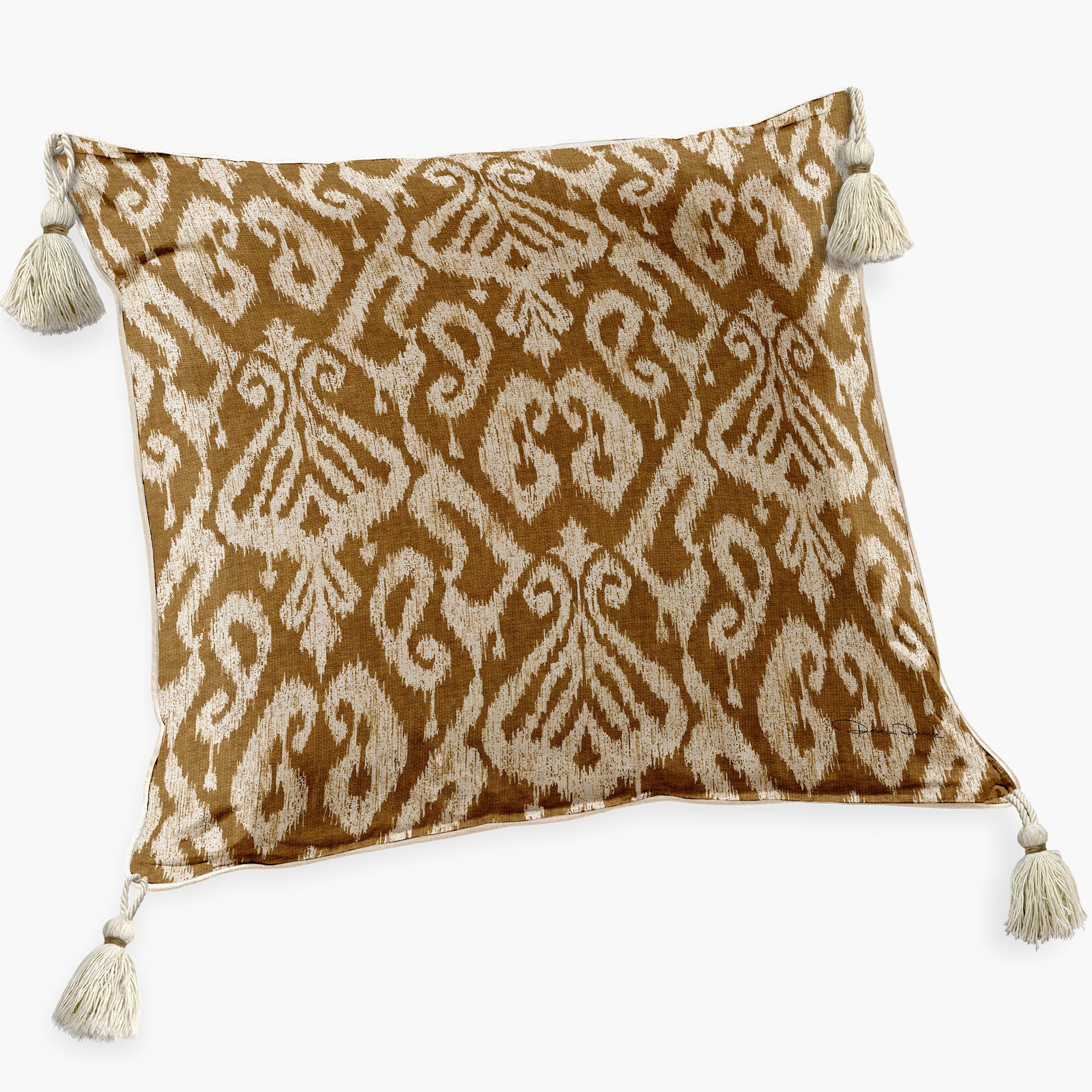Capa de Almofada Quadrada Ikat Kantha Com Pingentes