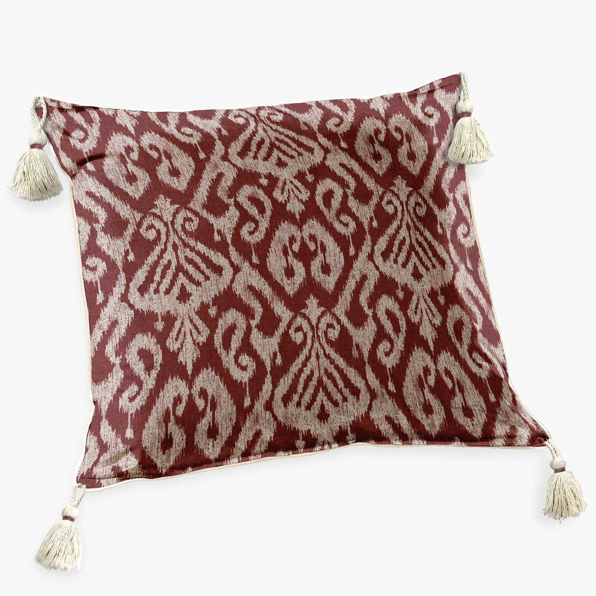 Capa de Almofada Quadrada Ikat Kantha Com Pingentes
