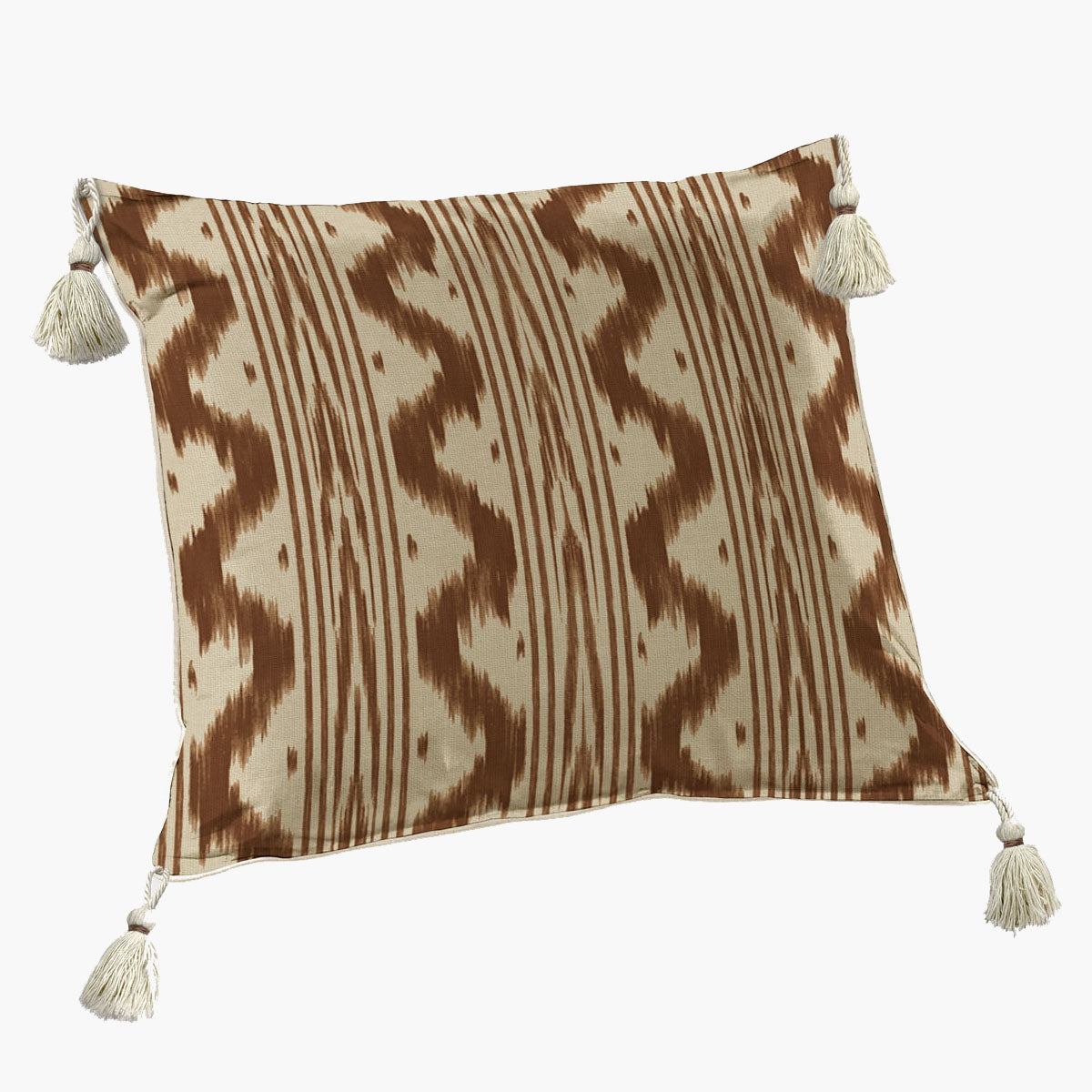 Capas de Almofadas Quadradas Ikat Khiva Bordô Com Pingentes
