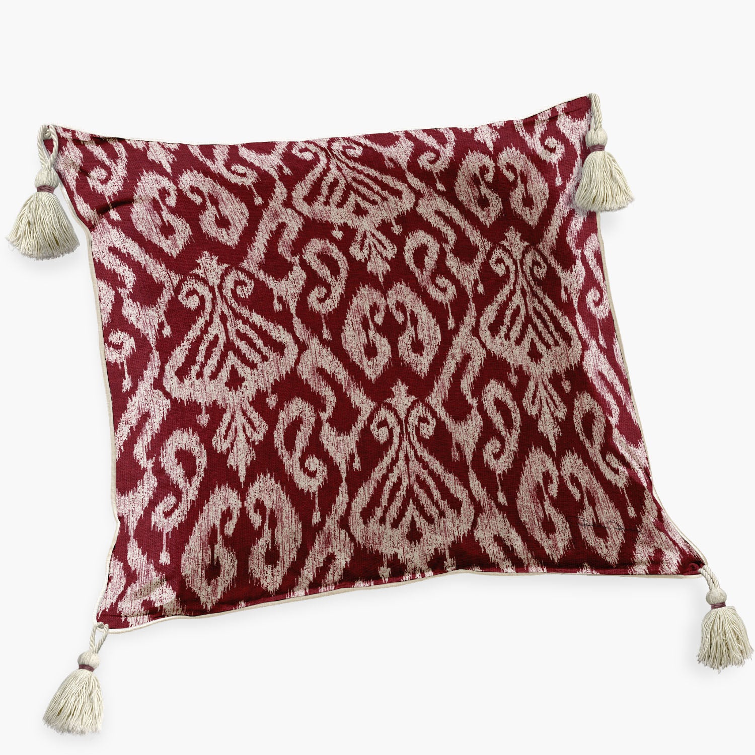 Capa de Almofada Quadrada Ikat Kantha Com Pingentes