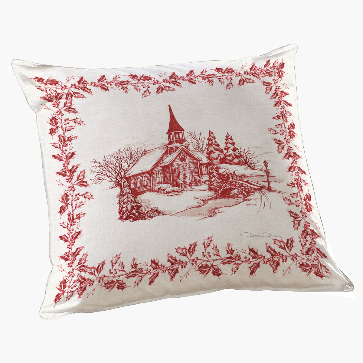 Capa de Almofada Quadrada Cenas de Natal Vermelho