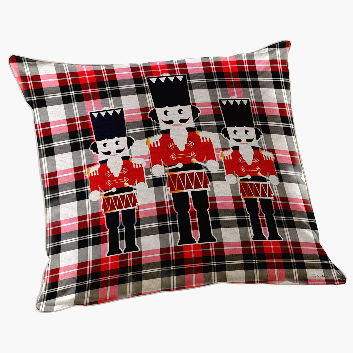 Capa de Almofada Quadrada Soldadinho Xadrez Natal