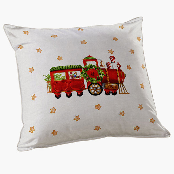 Capa de Almofada Quadrada Trenzinho Natal Encantado