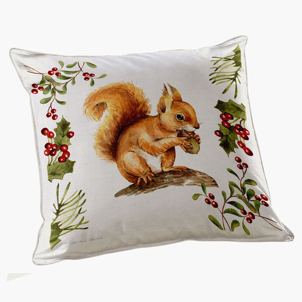 Capa de Almofada Quadrada Natal Esquilo Nozes