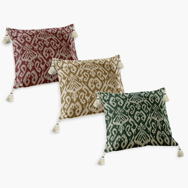 Capa de Almofada Quadrada Ikat Kantha Com Pingentes