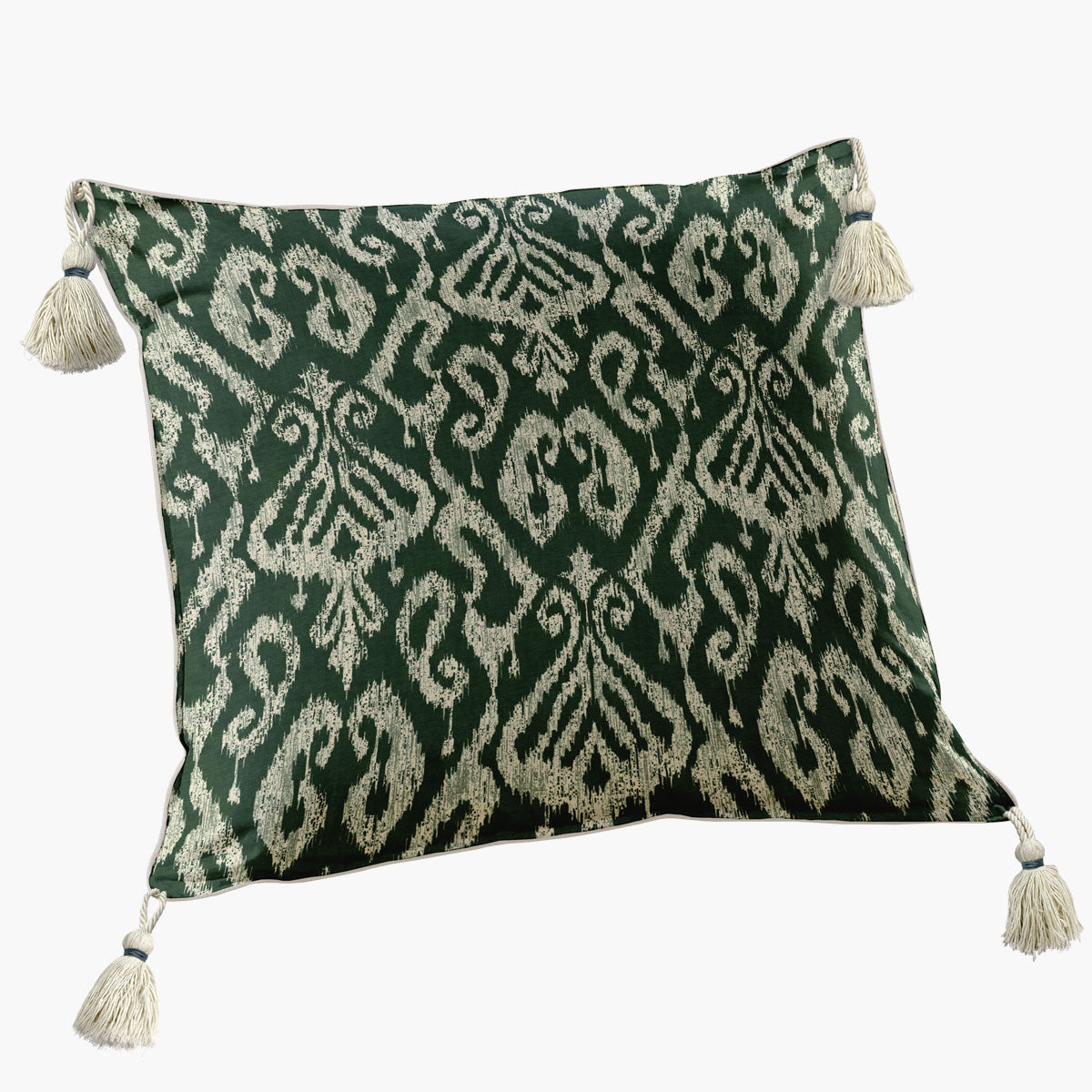 Capa de Almofada Quadrada Ikat Kantha Com Pingentes