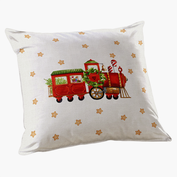 Capa de Almofada Quadrada Trenzinho Natal Encantado
