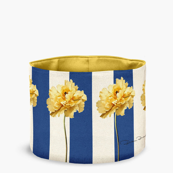 Cachepot Listras Com Papoulas Azul