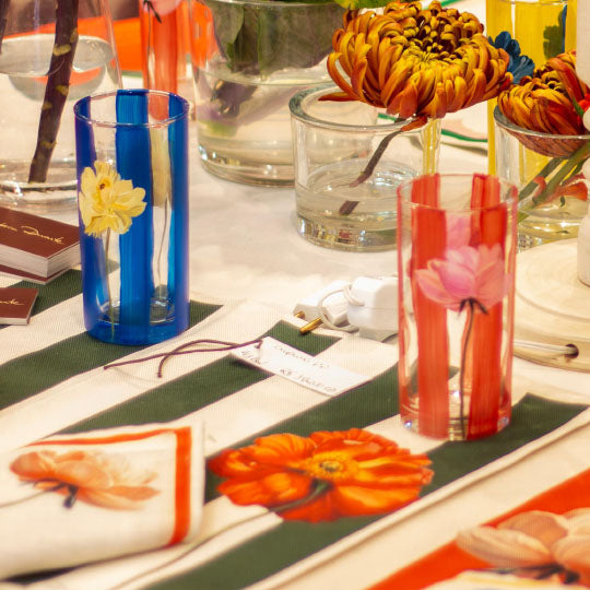 Copo Cristal Long Drink Listras e Papoulas