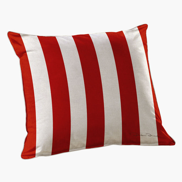 Capa de Almofada Quadrada Listrada Vermelha - Listras Largas
