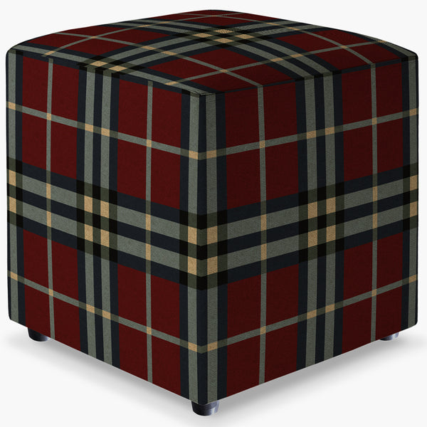 Puff Xadrez Ikat Saffron