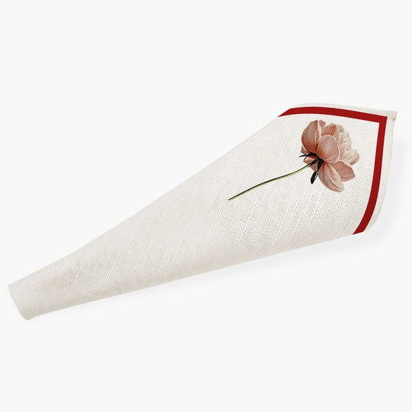 Guardanapo Vermelho Listras com Papoulas