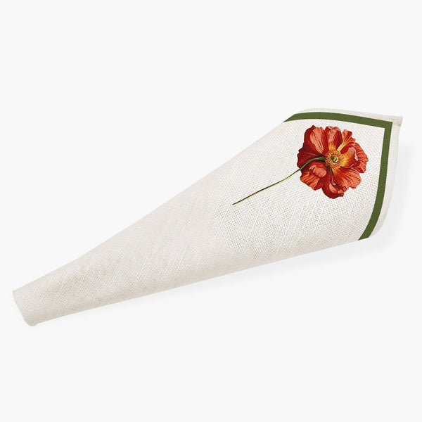 Guardanapo Verde Listras com Papoulas