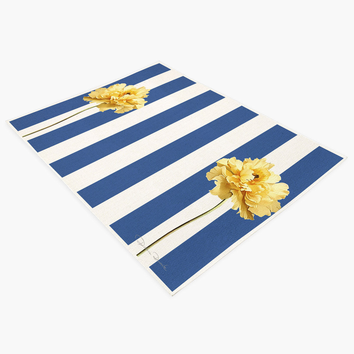 Jogo Americano Azul listras com Papoulas