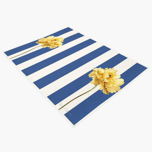 Jogo Americano Azul listras com Papoulas