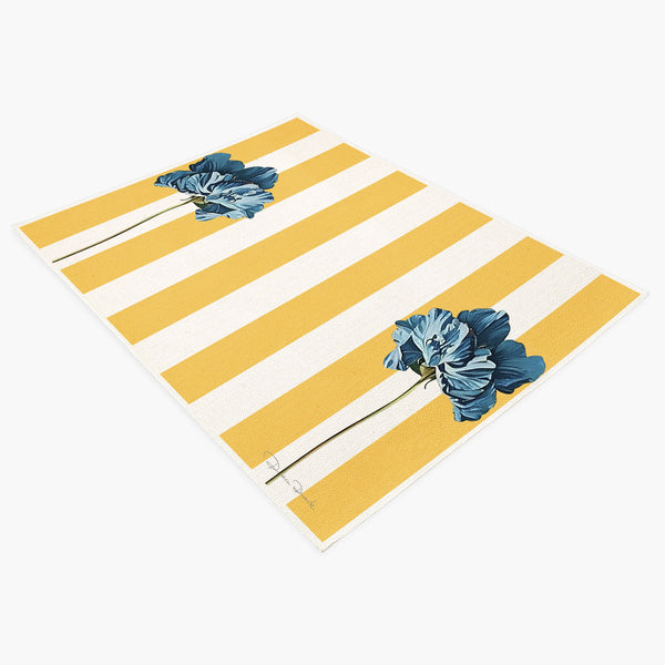 Jogo Americano Amarelo listras com Papoulas