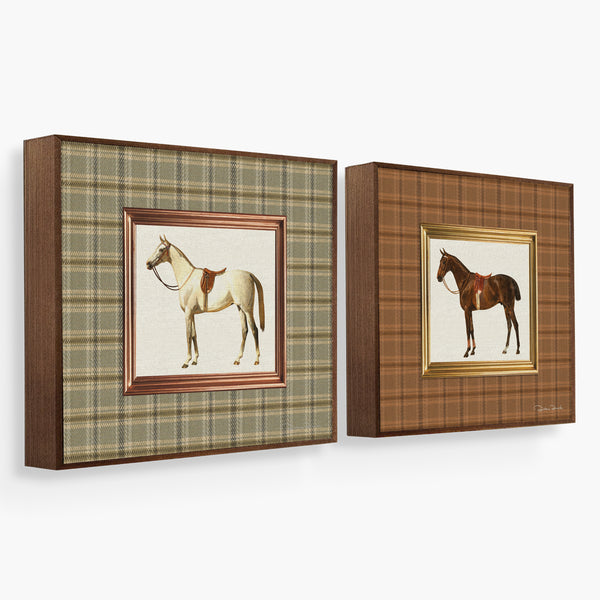 kit 2 Quadros Cavalos com Xadrez