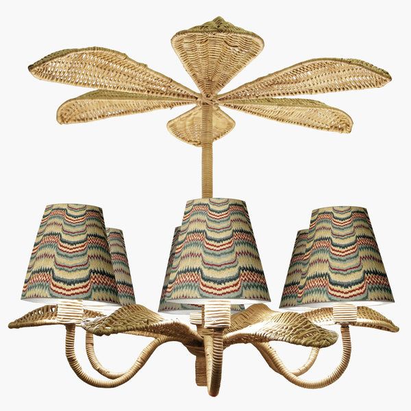 Lustre Folhagem Dupla em Junco Natural Com Mini Cúpulas Missoni