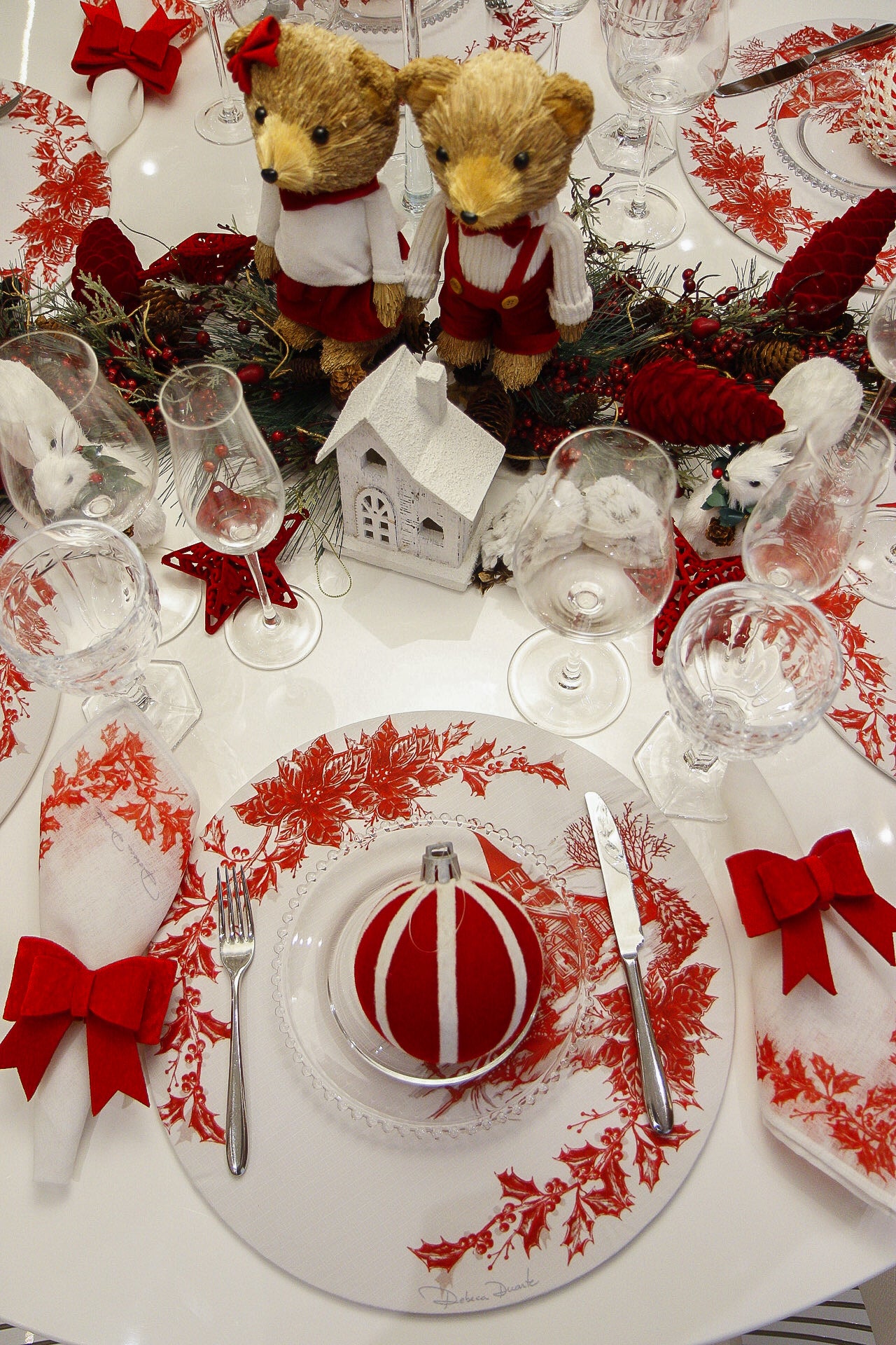 Guardanapo de tecido Cenas de Natal Vermelho