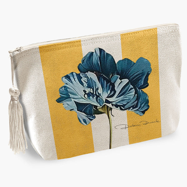 Necessaire Amarela Listras com Papoulas