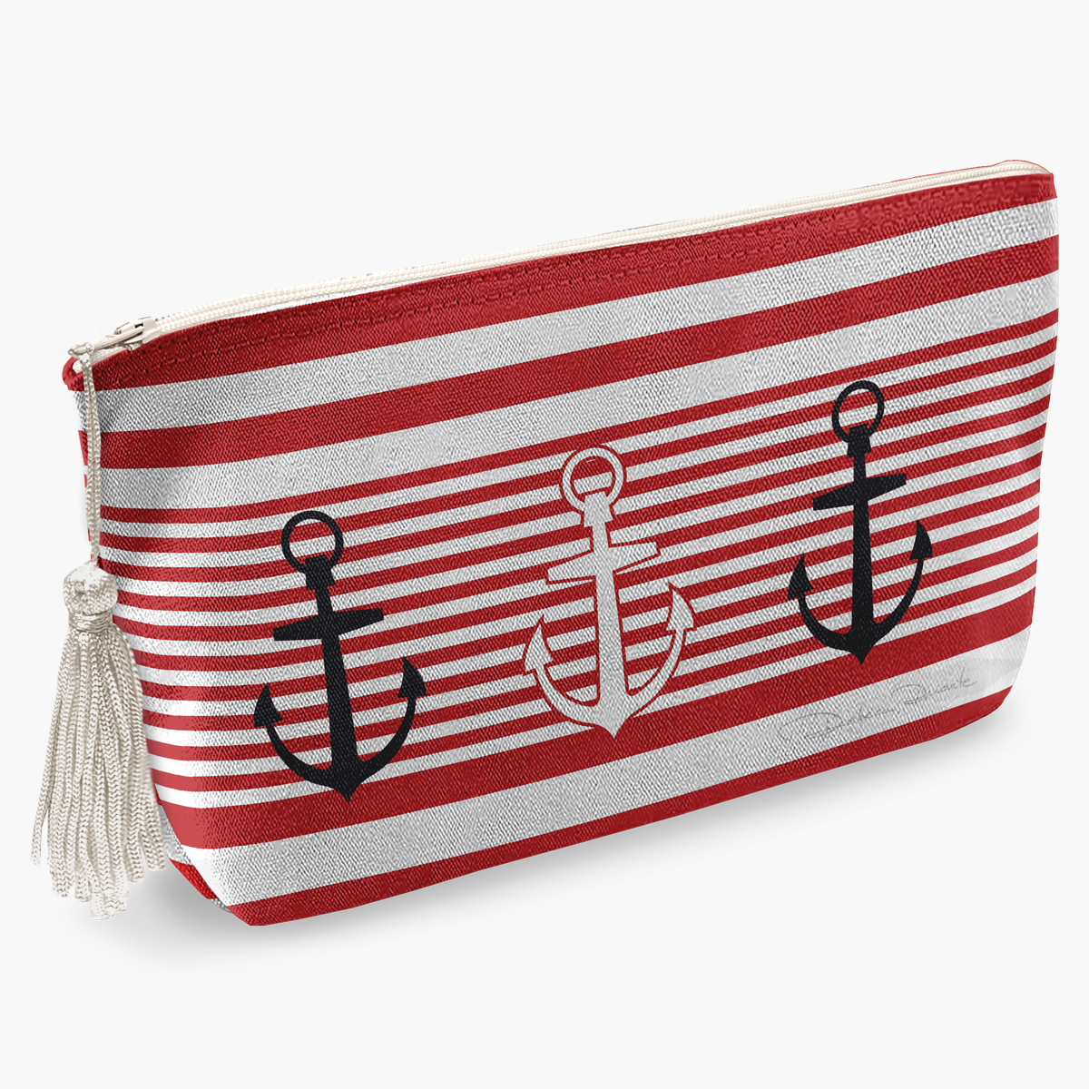 Necessaire Listras e Âncoras Vermelhas