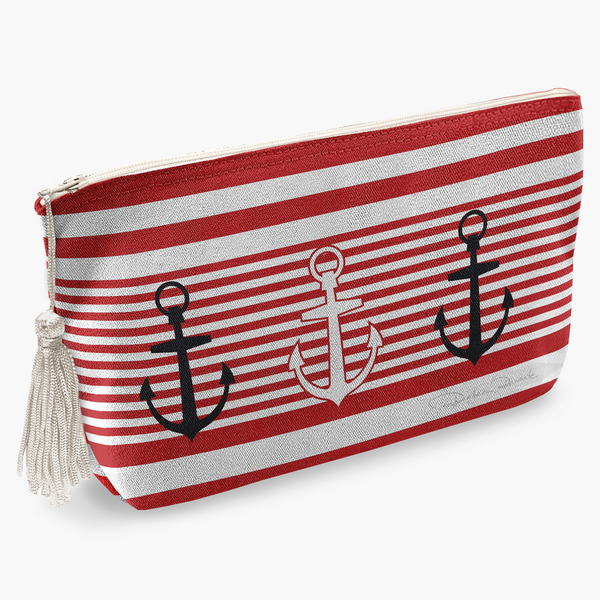 Necessaire Listras e Âncoras Vermelhas