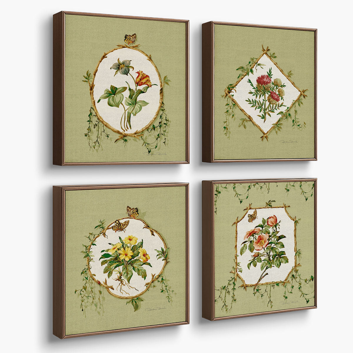 Kit de 4 Quadros Decorativos Floral Heras