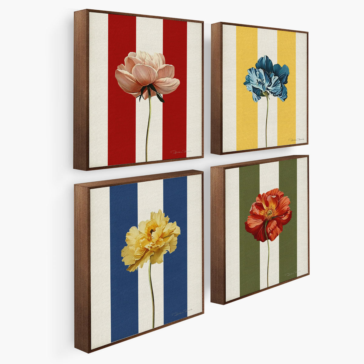 Quadros Decorativos Listras com Papoulas