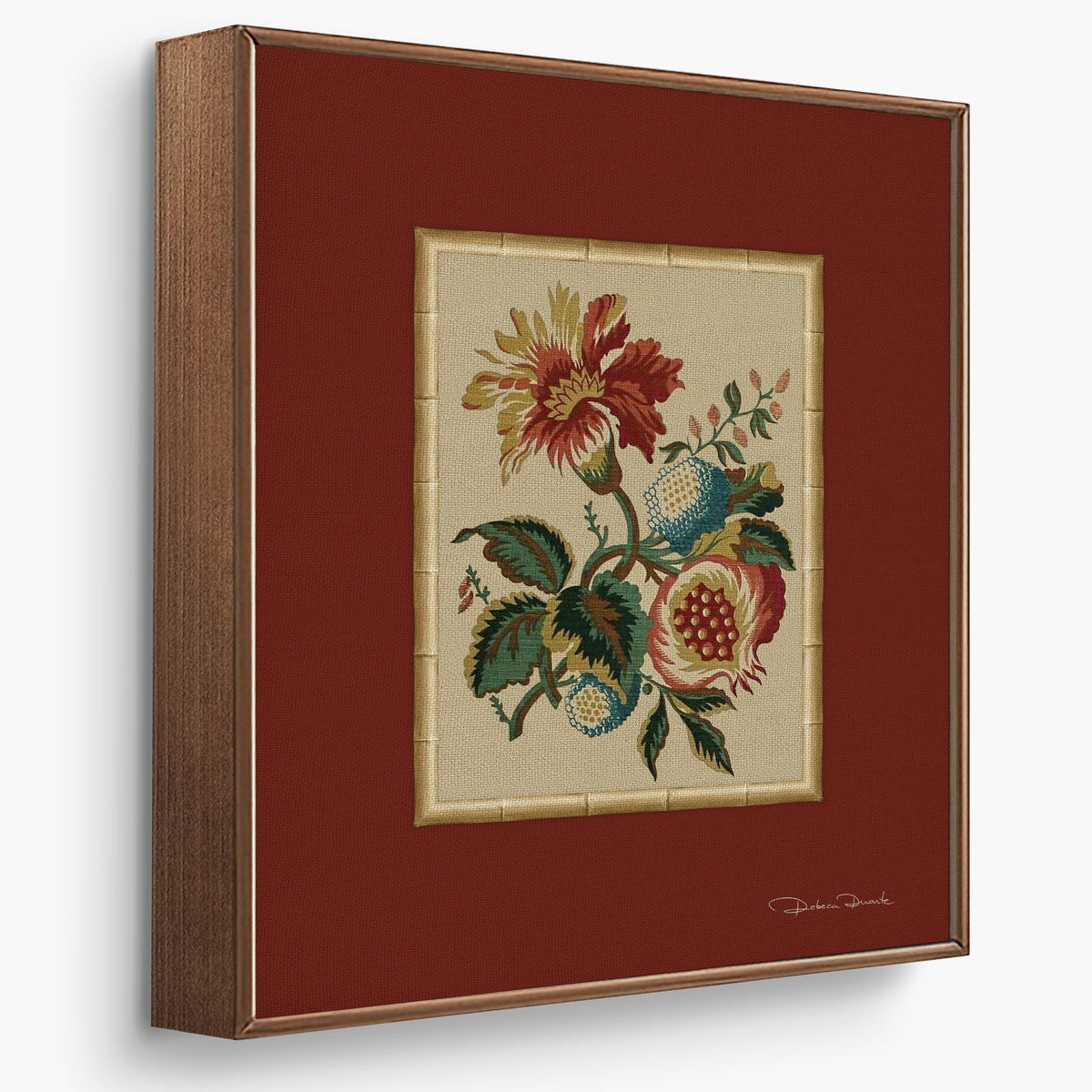 Kit 3 Quadros Flores Bordadas Ikat Solari