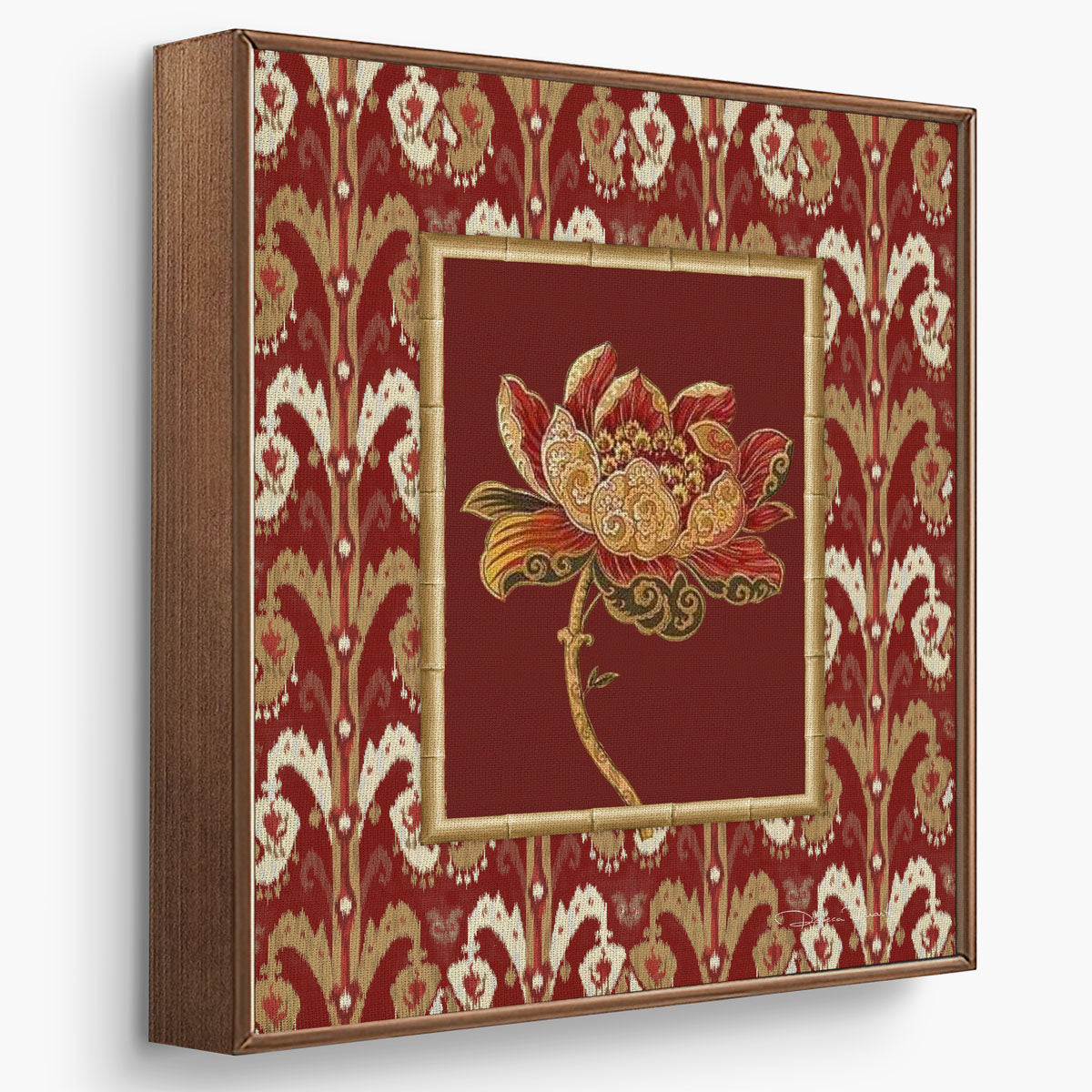 Kit 3 Quadros Flores Bordadas Ikat Solari