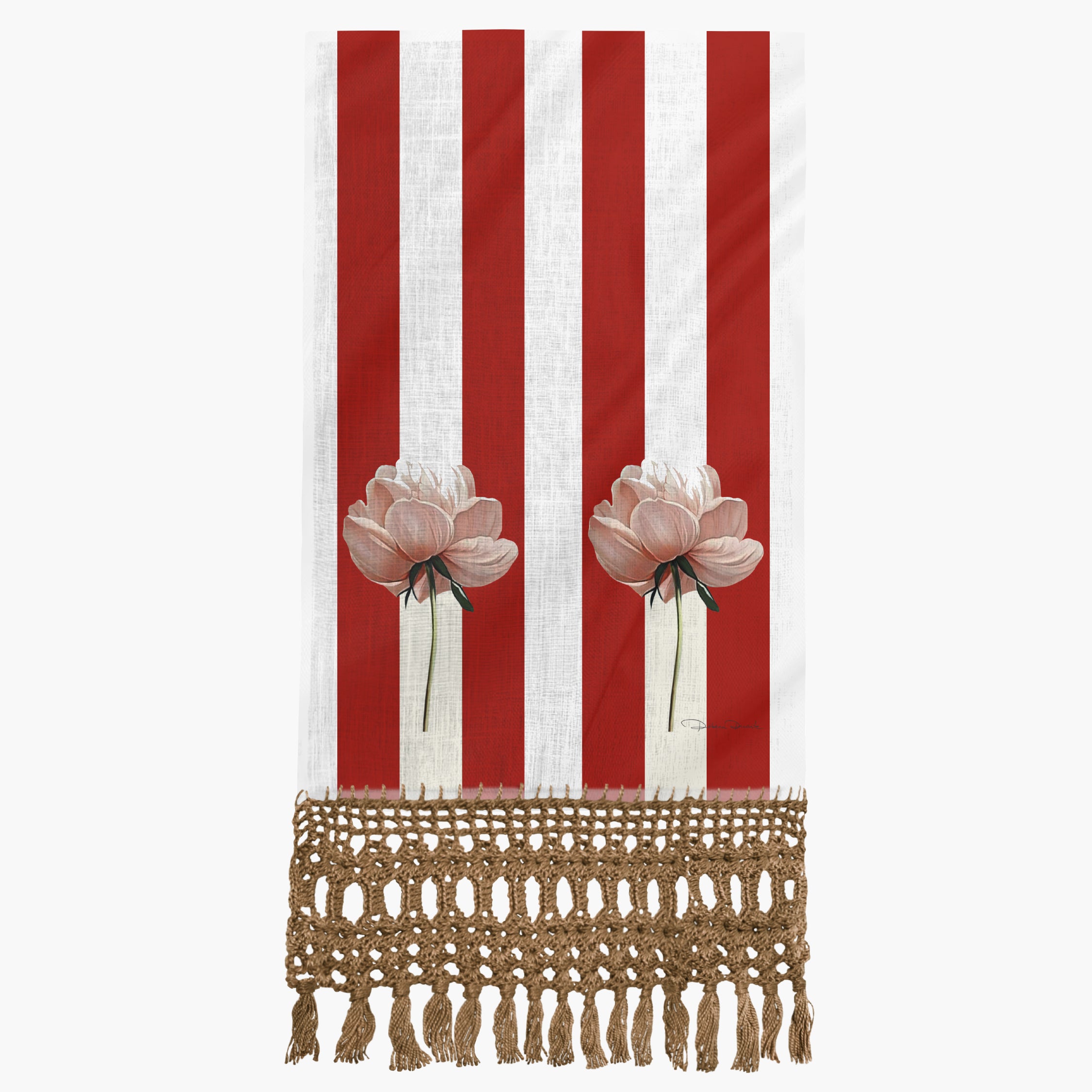 Toalha Lavabo Listras e Papoulas