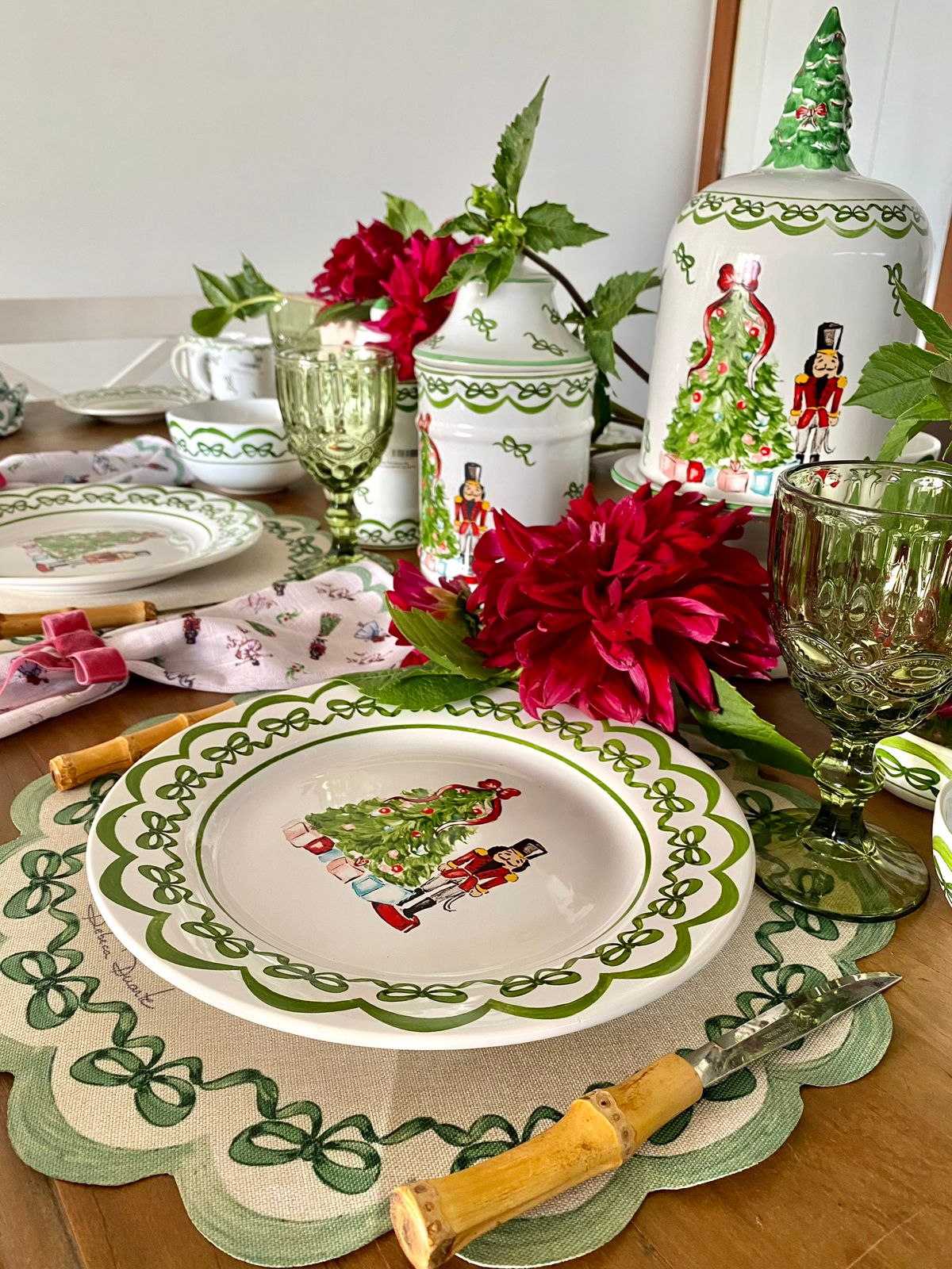 Guardanapo Guirlanda Laço Verde Natal