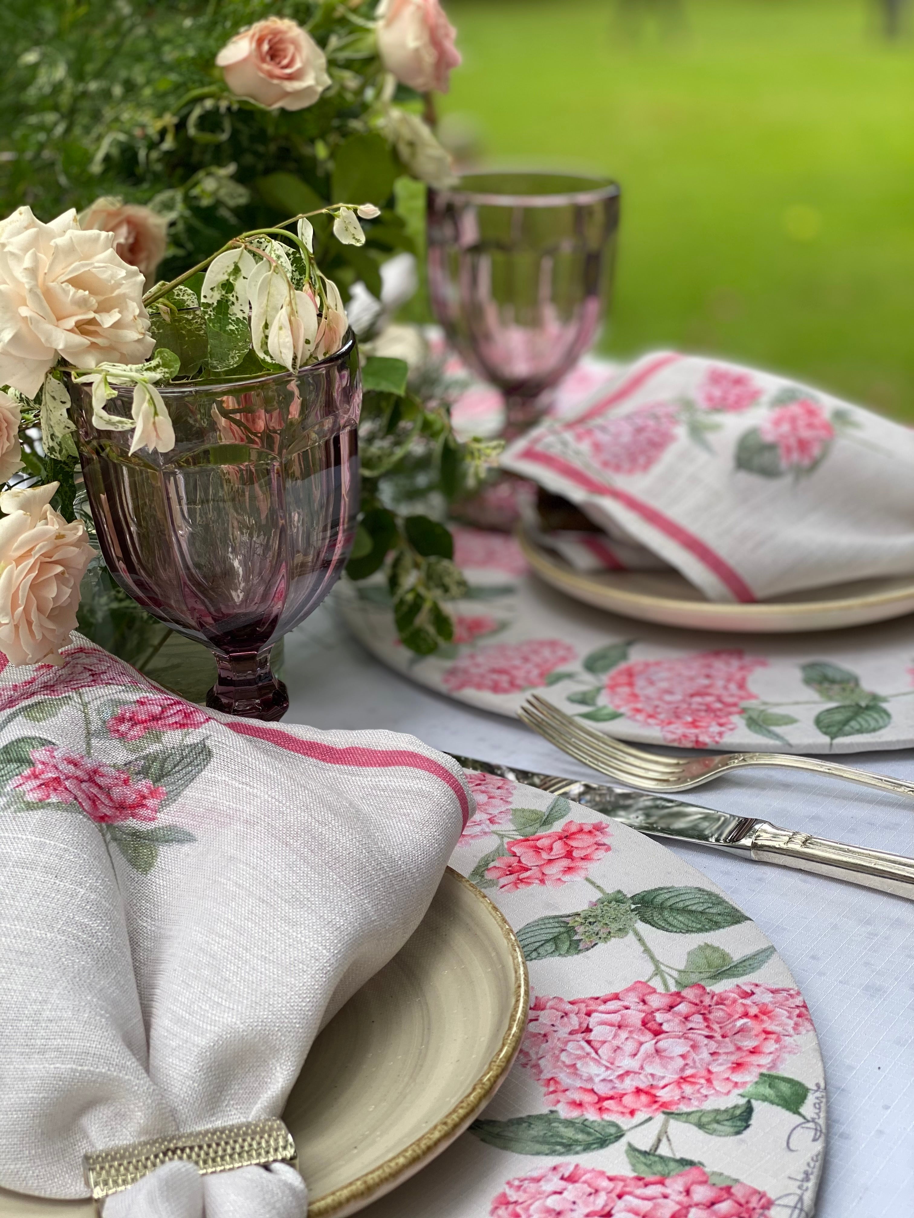 Jogo Americano Laser Hortênsia Rosa