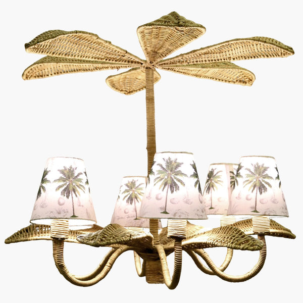 Lustre Pétalas - Junco Natural Com 6 Mini Cúpulas em Tecido - Rebeca Duarte Home