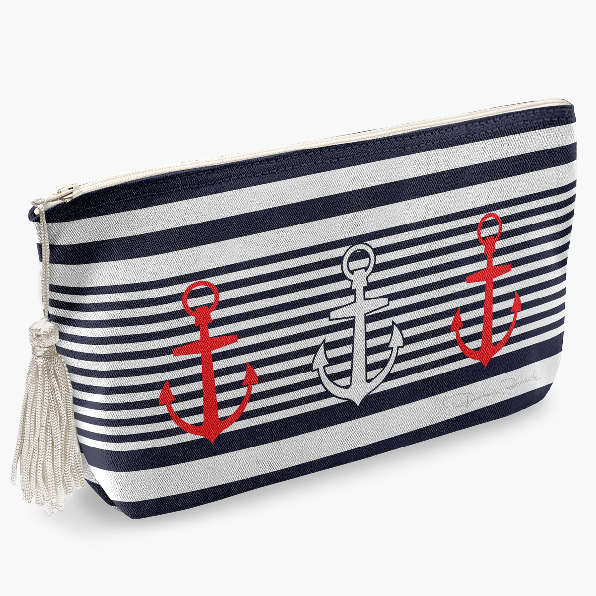 Necessaire Listras e Âncoras Azul