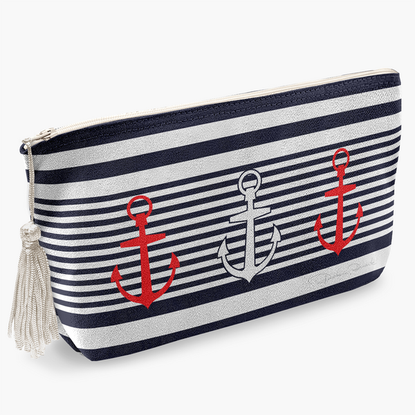 Necessaire Listras e Âncoras Azul