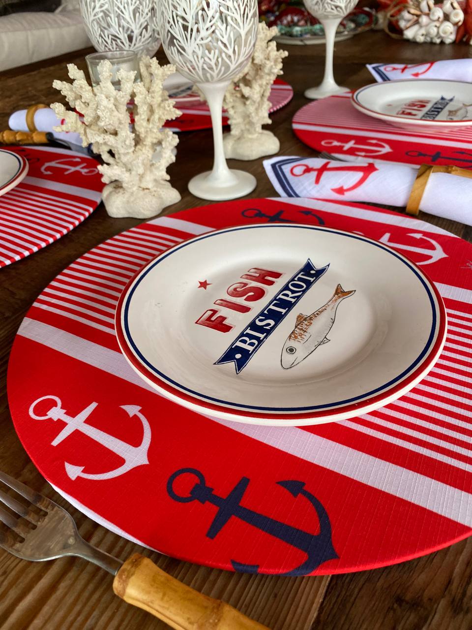 Necessaire Listras e Âncoras Vermelhas