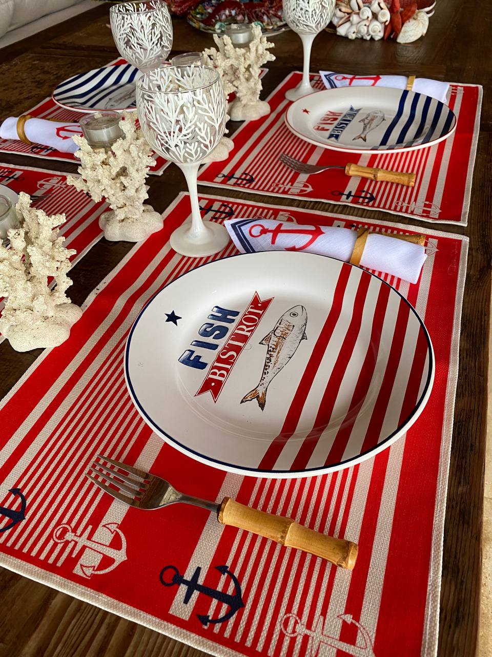 Necessaire Listras e Âncoras Vermelhas