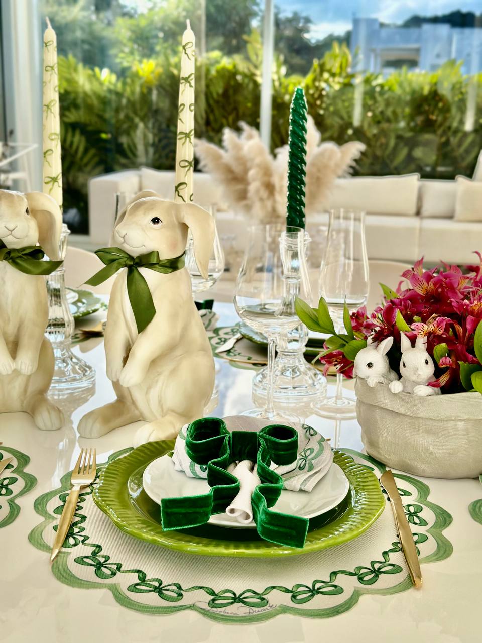 Guardanapo Guirlanda Laço Verde Natal