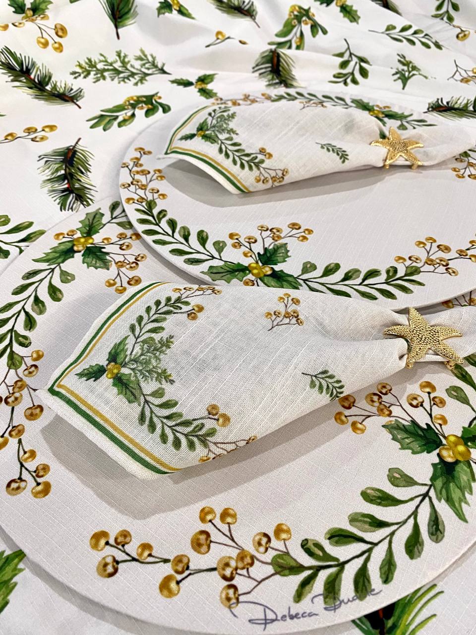 Guardanapo Dourado Natal Azevinha