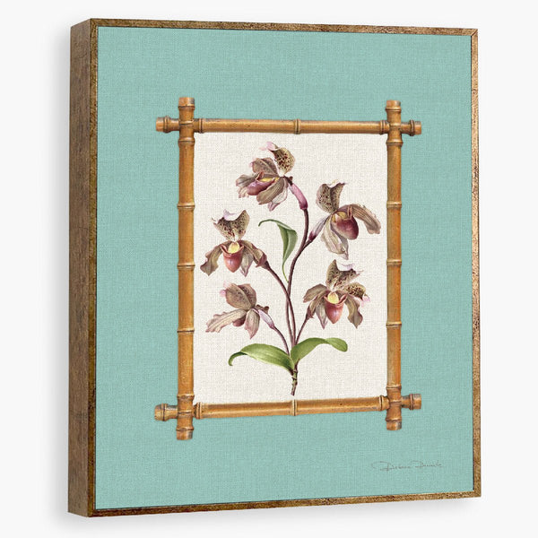 Quadro Decorativo Orquídea com Moldura - Fundo Azul - Rebeca Duarte Home