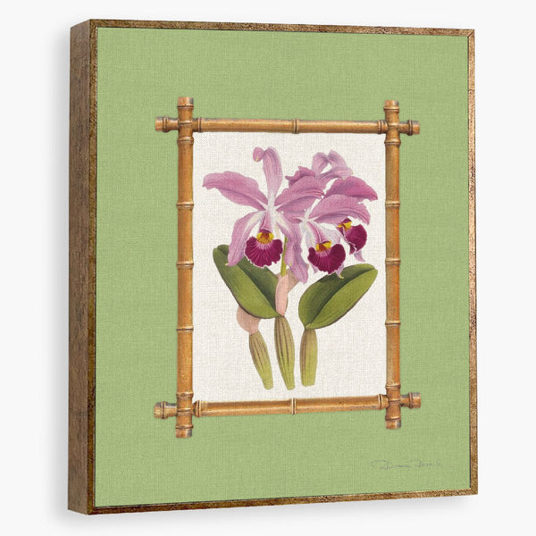 Quadro Decorativo Orquídea com Moldura - Fundo Verde - Rebeca Duarte Home