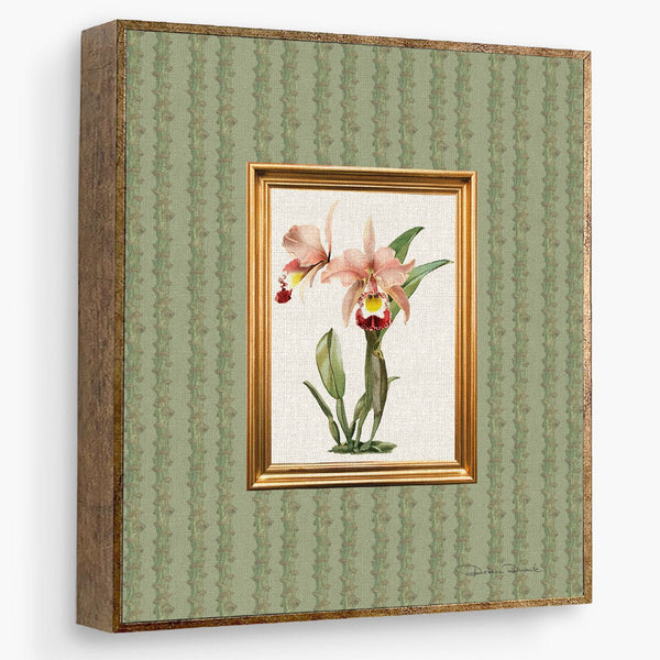 Quadro Decorativo Orquidea Rosa Listras Verde - Rebeca Duarte Home