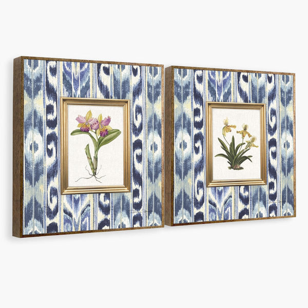 Quadro Kit - Orquídea Ikat - Moldura de Madeira - Rebeca Duarte Home