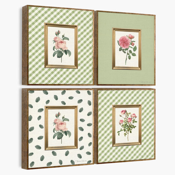 Quadro Kit - Rosas Românticas - Moldura de Madeira - Rebeca Duarte Home