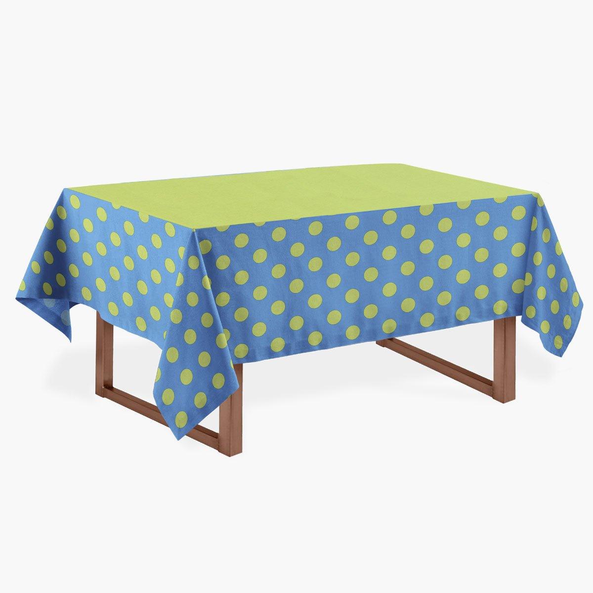 Toalha de Mesa Azul e Verde Bolas Collor - Rebeca Duarte Home